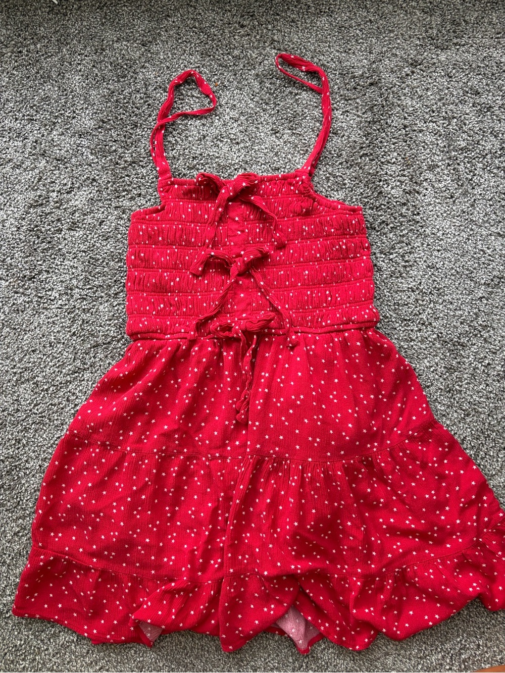 Francesca's Collections Red Starprint Smocked Sundress